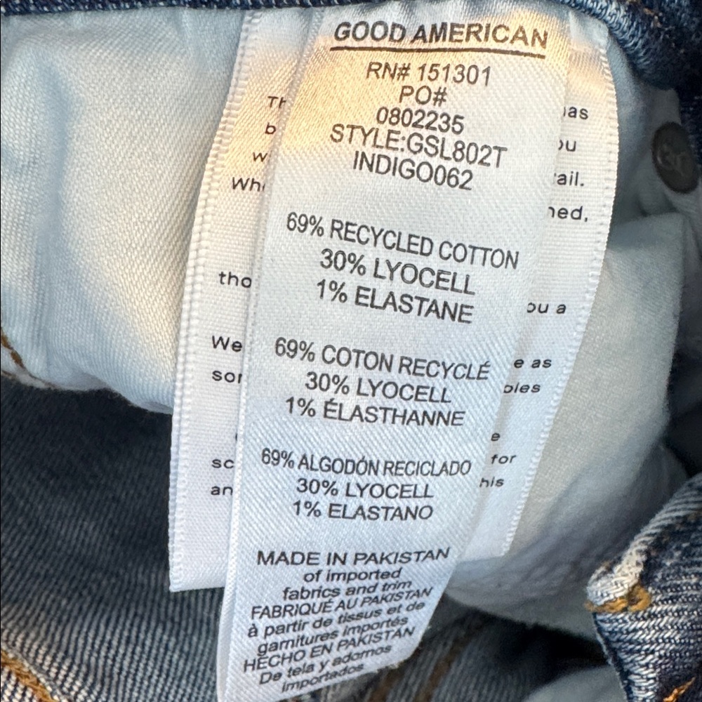 Good American Good Skate Wide-Leg Jeans in Dark Blue Wash, sz 4 - Picture 3 of 7